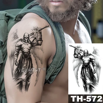 Kraniet Viking Samurai Kriger Midlertidige Tatoveringer Mærkat Ares Vandtæt Tatto Helt Vinger Body Art Arm Falske Tatovering Mænd Kvinder