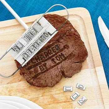 Kreative BBQ Grill Branding Jern Underskrift Navn Mærkning Stamp Tool Kød Steak Burger 55 X Bogstaver Tætning Grill-Brand-Mærket Værktøj