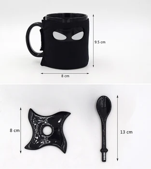 Kreative Black Ninja Krus,Sort Maske Keramiske Bæger Med Ske Sværd Og Mælk, Te, Krus Mælk Kaffe Kop Te Krus er til gave