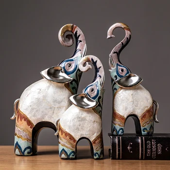 Kreative Elefant Statue Harpiks Retro Home Decor Dyreskulpturer Til Hjem Design Med Moderne Boligtilbehør Afrikanske Elefant Håndværk