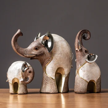 Kreative Elefant Statue Harpiks Retro Home Decor Dyreskulpturer Til Hjem Design Med Moderne Boligtilbehør Afrikanske Elefant Håndværk
