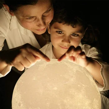 Kreative LED Nat Lys 3D-Print Moon Lamp Genopladelige 16 Farver Skift Fjernbetjeningen Lampe Børne-Lys Nat Lampe til Hjemmet