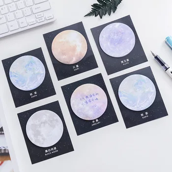Kreative Rund Planet-Serien Memo Puder Sticky Notes Notebook Kontor Noter Papirvarer