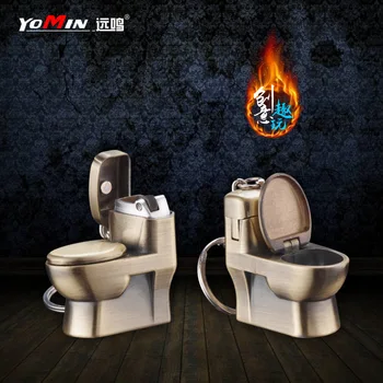 Kreative Små Vedhæng Mini Flush Toilet Lettere Åben Ild slibeskive Cigarettænder Mænds Lille Gave