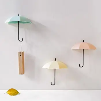 Kroge Op 3stk Mini Paraply Væggen Krog Nøgle Hængende Nøglering Indehaveren Dekorative Hjem Opbevaring Organisation