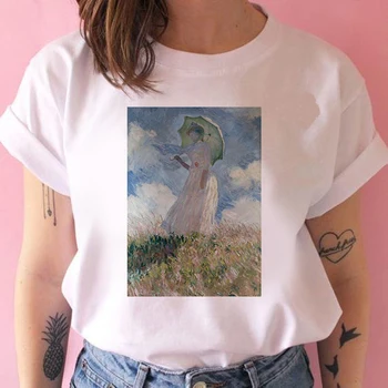 Kunst Olie Maleri T-shirt Kvinder Sommer Mode Harajuku Æstetiske Trykt kortærmet O-Neck Tee kvinder tøj