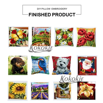 Kunsthåndværk tilbehør til cross stitch kits smide pude tilfælde, Broderi garn Håndarbejde kits pude kit blomster pude mat