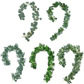 Kunstige Eucalyptus Krans af Grønne Planter Vinstokke til Home Wedding Haven Indretning kunstige planter sztuczne rośliny 2020