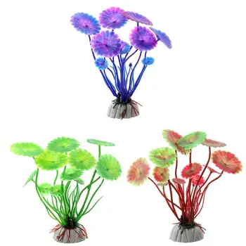 Kunstige Græs, Plast Vand Anlæg Dekoration Ornament til akvariefisk Tank Lotus blad Kunstige Blomster Hjem Indretning