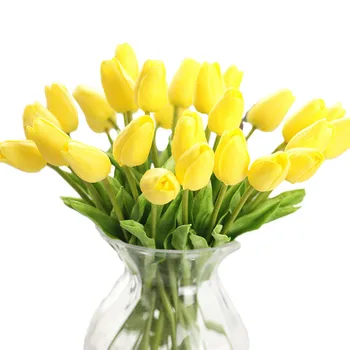 Kunstige Tulipaner Blomster PU Kunstige Buket Rigtige Touch Blomster Til Hjemmet Bryllup Dekorative Blomster og Kranse