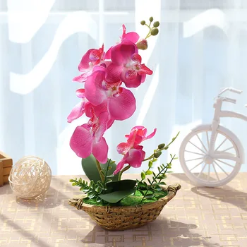 Kunstige blomster med puljen kunstige orkideer dobbelt gaffel bonsai falske blomster til hjemmet/haven indretning kunst falske planter af høj kvalitet