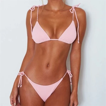 Kvinder Bikini Badetøj Særlige Materiale, Simple Solid Sexet Badetøj Bandage Pink/Gul/Sort/Hvid/Rød/Blå Badedragt