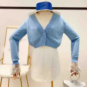 Kvinder Chic V Neck Cardigan Sweater Med Lange Ærmer Hule Solid Toppe, Strik, Afslappet Og Elegant Frakke Cardigan Mujer 2020