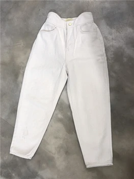 Kvinder Harem Jeans Bukser Mode hvid Høj Talje Denim Jeans Kvinder Bukser Forår Sommer 2021 Streetwear