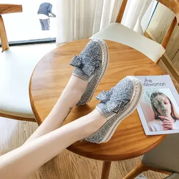 Kvinder Lejligheder Crystal Damer Glimmer Bling Loafers Fladskærms-Platform Mode Kvinde Foråret Casual Mokkasiner Kvindelige Sko 2020