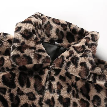 Kvinder Leopard Faux Pels Vinter 2019 Nye Efteråret Blød, Varm, Afgrøde Furry Jakker Kvinder Casual Plys Outwear Frakke Plus Størrelse