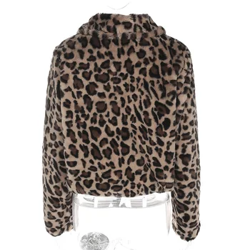 Kvinder Leopard Faux Pels Vinter 2019 Nye Efteråret Blød, Varm, Afgrøde Furry Jakker Kvinder Casual Plys Outwear Frakke Plus Størrelse