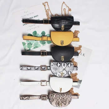 Kvinder Luksus væskebæltet 2019 Mode PU Læder bæltetaske Vintage Kæde Talje Bælte Taske Kvindelige Serpentine Mønt Pung bæltetaske