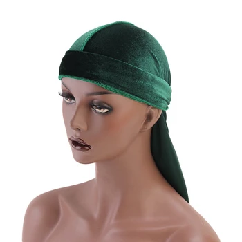 Kvinder Mænd Long Tail Almindelig Velvet Bandana Turban Hat Durag Hovedbeklædning I Pirat Cap Head Wraps