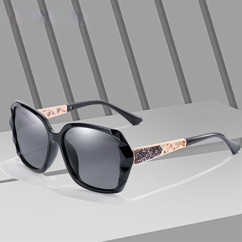 Kvinder Polariseret Kvadrat Sol Briller for Driver Mousserende Composite Skinnende Frame Briller Black Diamond Kvinders Solbriller