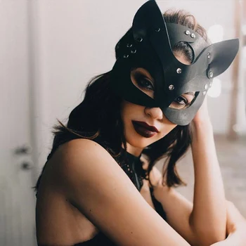Kvinder Sexy Læder Maske Halv Fancy face Masker sex legetøj Halloween kat maske Punk party game Cosplay masker erotisk Tilbehør