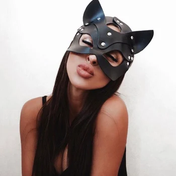 Kvinder Sexy Læder Maske Halv Fancy face Masker sex legetøj Halloween kat maske Punk party game Cosplay masker erotisk Tilbehør