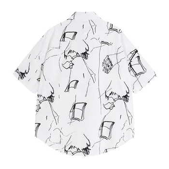 Kvinder Skjorte Ny 2021 Sommer Mode Hånd Malet kortærmet Polo Krave Harajuku Tendens Løsthængende Skjorte TOP Casual Bluse Kæreste