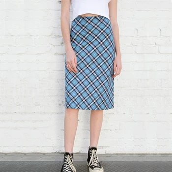 Kvinder Vintage Ind Midi-Nederdel I Blå