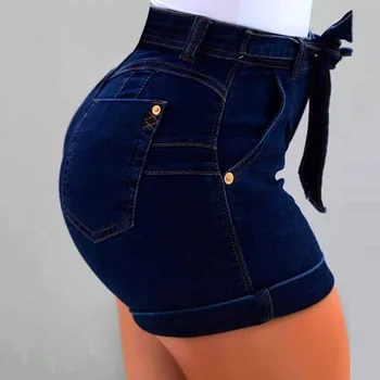 Kvinder er Denim Jeans Shorts nye høj talje shorts kvinder casual Sexy Ladies Tynde mode Plus Størrelse Bælte AE260