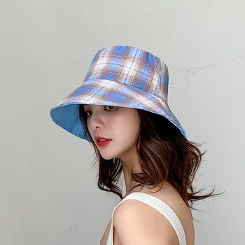 Kvinder er Sommer Hat Unisex Bucket Hat Gitter til Beskyttelse af Solen Cap Kvindelige Dobbelt-Side-Slid Flade Top af Bomuld Stranden Overtræksbukser solhatte