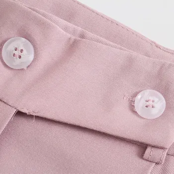 Kvinders Bukser Sommeren 2021 Shein Harajuku Casual Bukser koreansk Mode Streetwear Alle-match Uregelmæssige Knapper Design-Pink