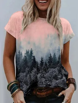 Kvinders Mode Sommeren Rund Hals t-Shirts, Casual Løs Toppe Liggende Trykt T-Shirt med Tie Dye Toppe Plus Størrelse S-3XL
