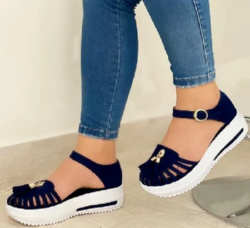 Kvinders Sandaler Mode Kvast Afslappet Stil til Kvinder Sko til Kvinder Flade Sko Sommeren Vulkaniseret Sko Solid Farve Tyk Bund