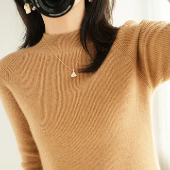 Kvinders rullekrave strikket trøje med korte ærmer solid top kort elegant casual pullover jumper elastisk jakke, sweater, skjorte