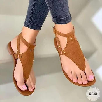 Kvinders sko 2021 sommeren nye stil sildeben sandaler til kvinder fladskærms Romerske sandaler ydre slid beach sandaler store størrelse sko