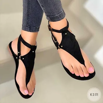 Kvinders sko 2021 sommeren nye stil sildeben sandaler til kvinder fladskærms Romerske sandaler ydre slid beach sandaler store størrelse sko