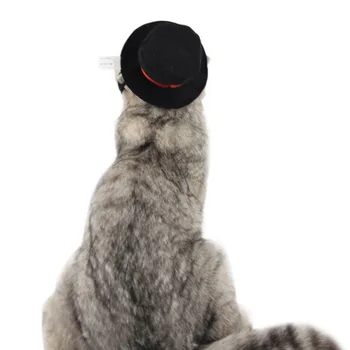 Kæledyr Hund Hat Cap Hovedbeklædning Til Små Og Mellemstore Hunde Katte Bue Bånd Hatte Pet Supplies Festival Kostume Sort Sequined Cylinder Top