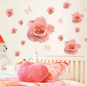 Kærlighed 3D Blomst Wall Stickers Soveværelse, Stue Dekoration vægoverføringsbilleder Home Decor Decal Kunst