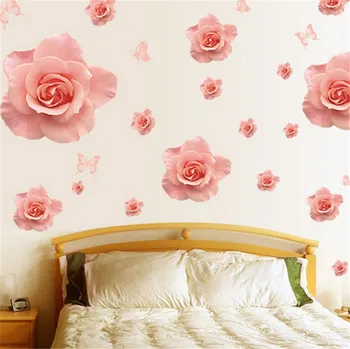 Kærlighed 3D Blomst Wall Stickers Soveværelse, Stue Dekoration vægoverføringsbilleder Home Decor Decal Kunst