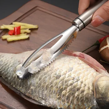 Køkken Tilbehør 1Pc Praktiske Fisk afkalkningsmidlet Fiskeri Af Skrællekniv Skrabning Børste Fisk Rengøring Af Køkken Redskaber Gadgets