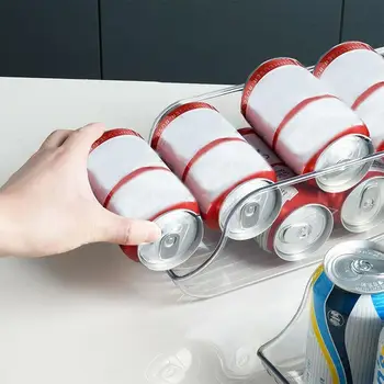 Køleskab opbevaringsboks Arrangør Bakker Kan Dispenser Drik Holder For Køleskab Gennemsigtige Rektangel Opbevaring 35x19.5x15cm