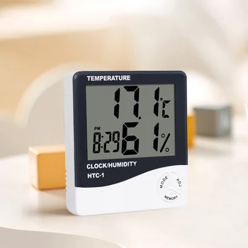 LCD-Digital Indendørs Termometer Hygrometer HTC-1 Temp, Fugtighed Meter Ur Indendørs Udendørs vejrstation Ur