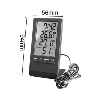 LCD-Elektronisk Digital Temperatur Luftfugtighed Meter Indendørs / Udendørs Termometer Hygrometer vejrstation Ur