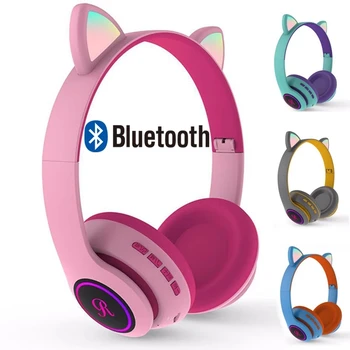 LED-Belysning Musik Hovedtelefoner HD lydkvalitet Kat Øre Trådløse Bluetooth-Headset Med Mikrofon Headset Til Børn Gaver