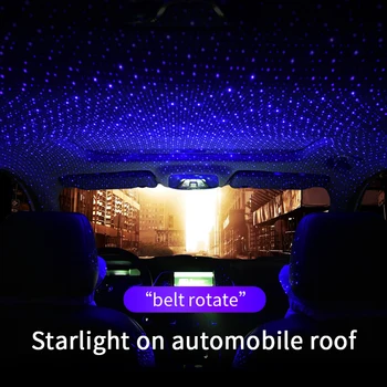 LED-Bil Tag-Stjernede Projektion Lys USB-Bærbare Nat Part Galaxy Atmosfære Indvendige Loft Projektor RF-Fjernbetjening stjernehimmel