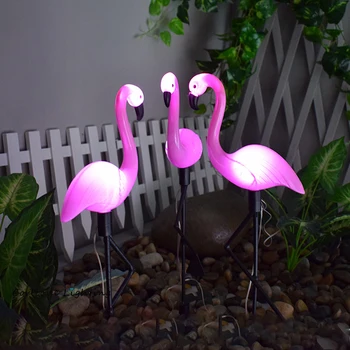 LED-Bird Lampe Flamingo Solenergi Lys Udendørs Hegn Lys Gårdhave i Sol Led-Lampe Vandtæt Uden Deco Sol Lys