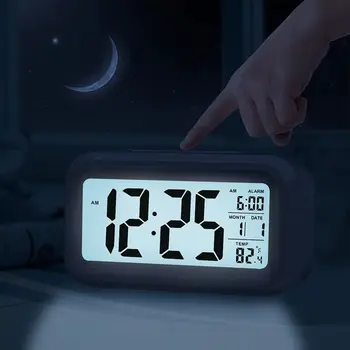 LED Digitalt Ur Baggrundslys Lys Kontrol Udsæt Elektronisk Vækkeur Med Snooze-Baggrundslys Temperatur Kalender