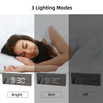 LED Multifunktionelle Spejl Ur Digital Alarm Snooze-Display LCD-Tiden Natten Lys Tabel Desktop USB 5v/Ingen Batteri Hjem Decorat