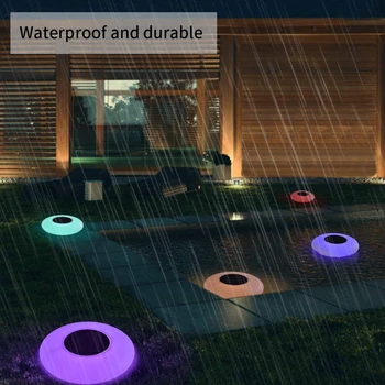 LED Oppustelige Pool Lampe Flydende Lys 7 Farve Solar Runde Lygter Udendørs Swimmingpool Dekoration Til nødbelysning