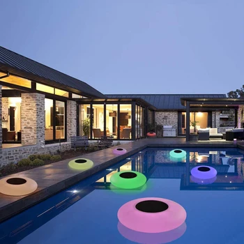 LED Oppustelige Pool Lampe Flydende Lys 7 Farve Solar Runde Lygter Udendørs Swimmingpool Dekoration Til nødbelysning